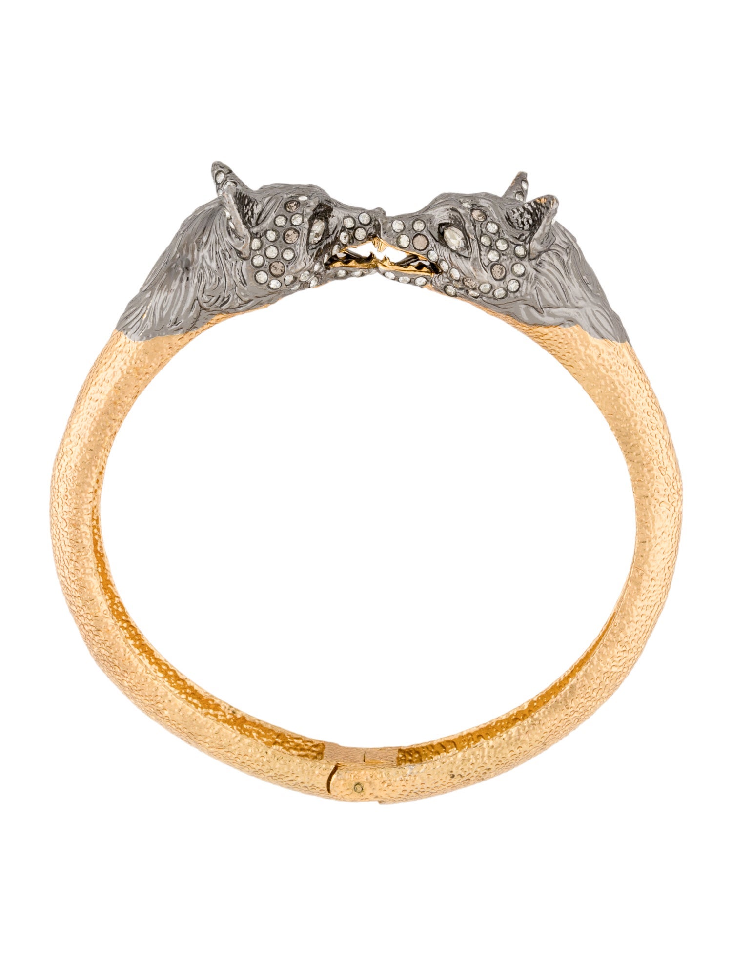 Alexis Bittar Crystal Fox Head Hinge Bangle Bracelet